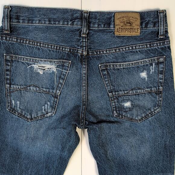Aeropostale Women’s Size 30 Blue Mid Rise Ripped Skinny Jeans Distressed Denim - Picture 10 of 14